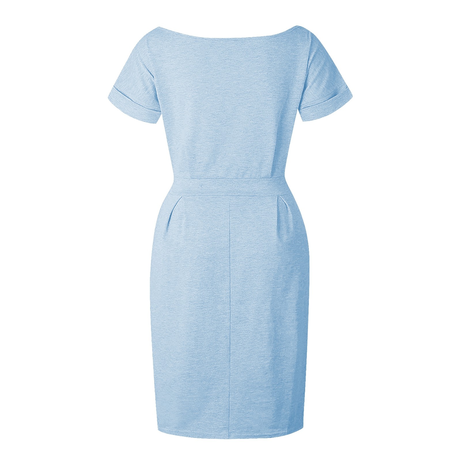 thumbnail image 5 of Vestido de verano para mujer con cinturón: manga corta, informal/para salir, fácil de cuidar, versátil para diversas ocasiones., 5 of 6